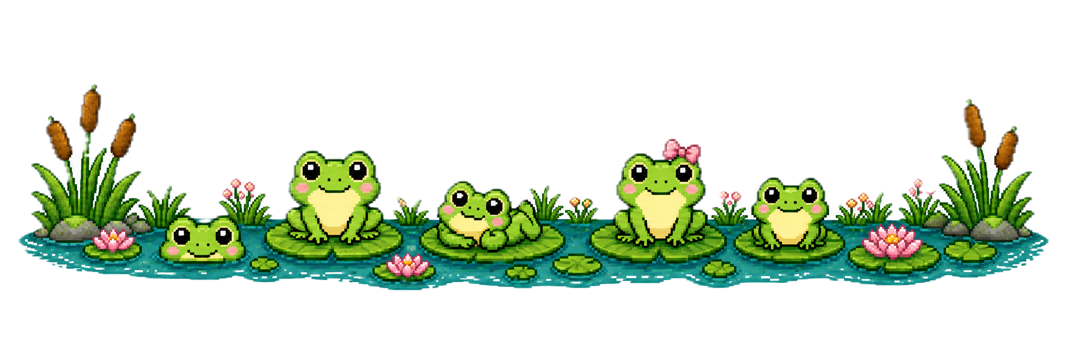 Footer frogs on lily pads